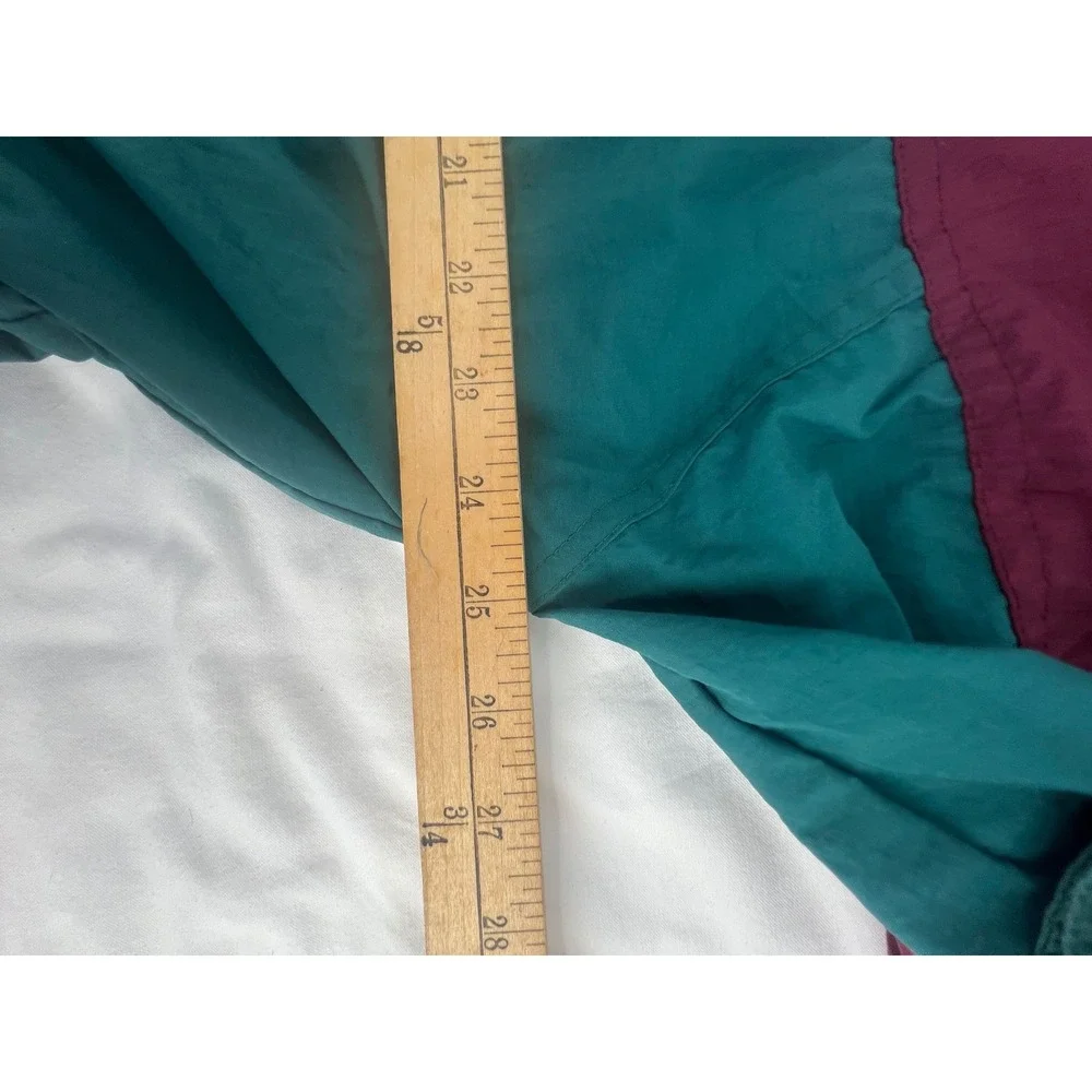 Vintage‎ Colorblock Windbreaker Jacket Burgundy Teal Embroidered Crest Nylon